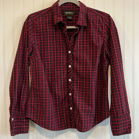 Plaid Women’s button down medium Eddie Bauer 100% cotton vintage inspired tartan - Picture 1 of 9